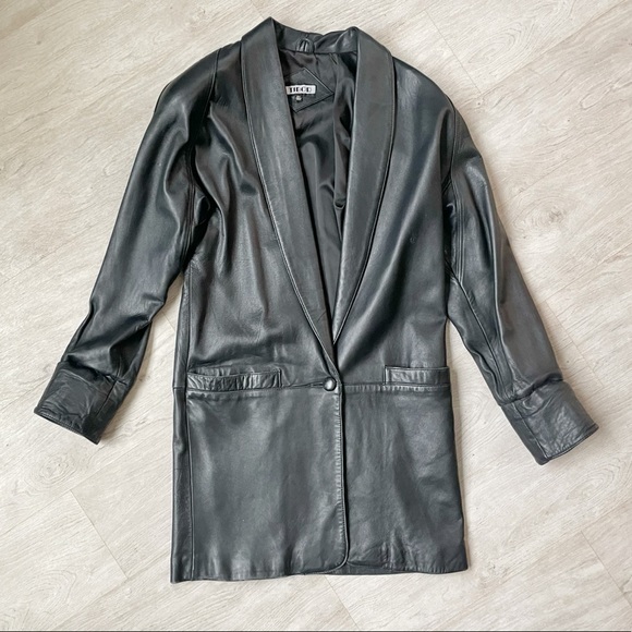 Vintage 1980s Tibor Slouchy Leather Long Blazer Jacket! Sz XS (Fits Loosely) - Picture 2 of 9